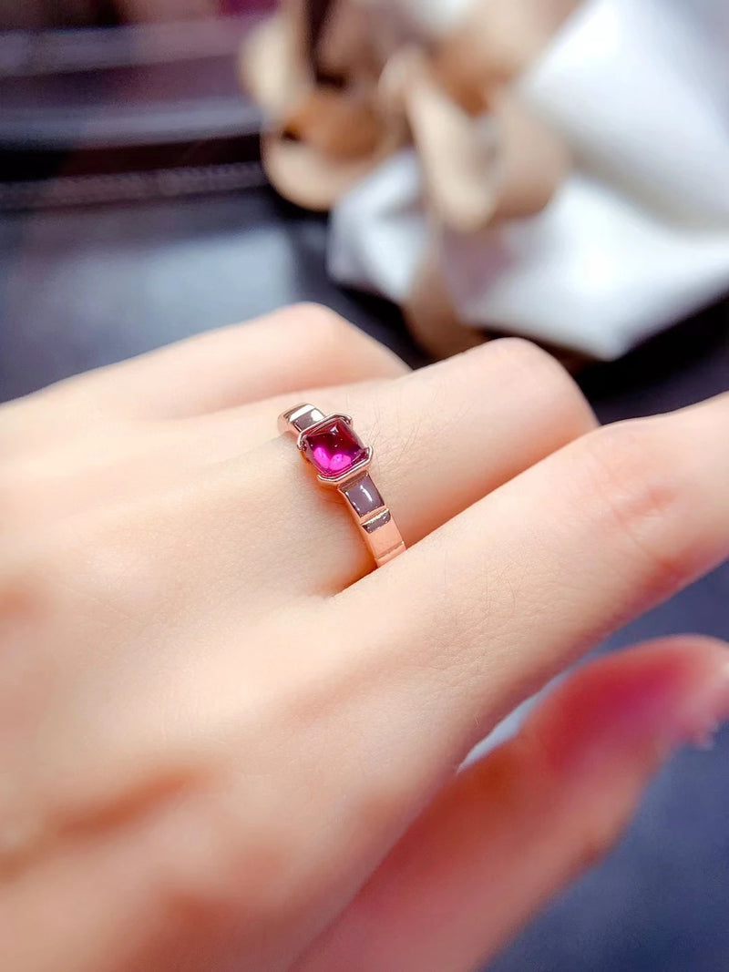 925 Sterling Silver Garnet Ring for Women