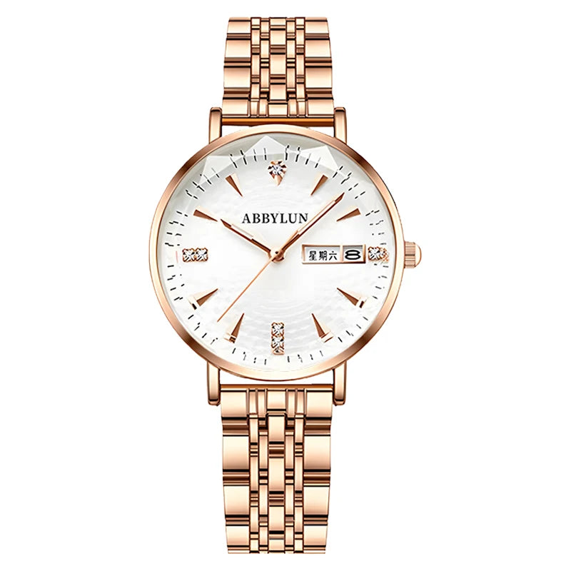 Gold Stainless Steel Creative Bracelet Watch for Women