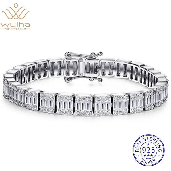 925 Sterling Silver Lab Sapphire High Carbon Diamonds Gemstone Bangle