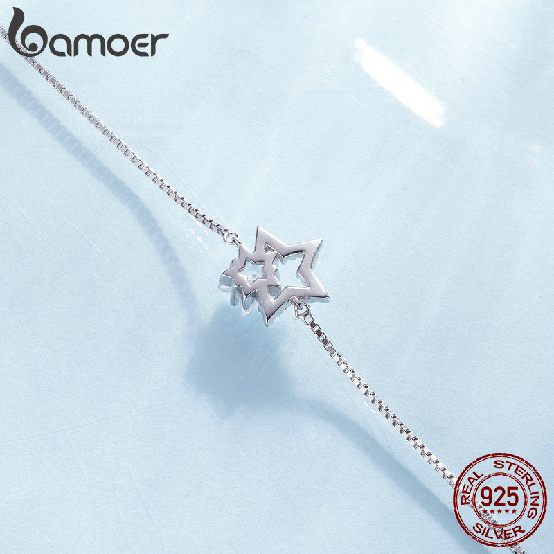 Sterling Silver Crystal Star Bracelet for Women