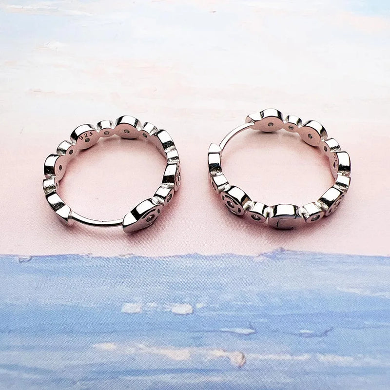 925 Sterling Silver Hinged Hoop Creole Circles Earrings for Women