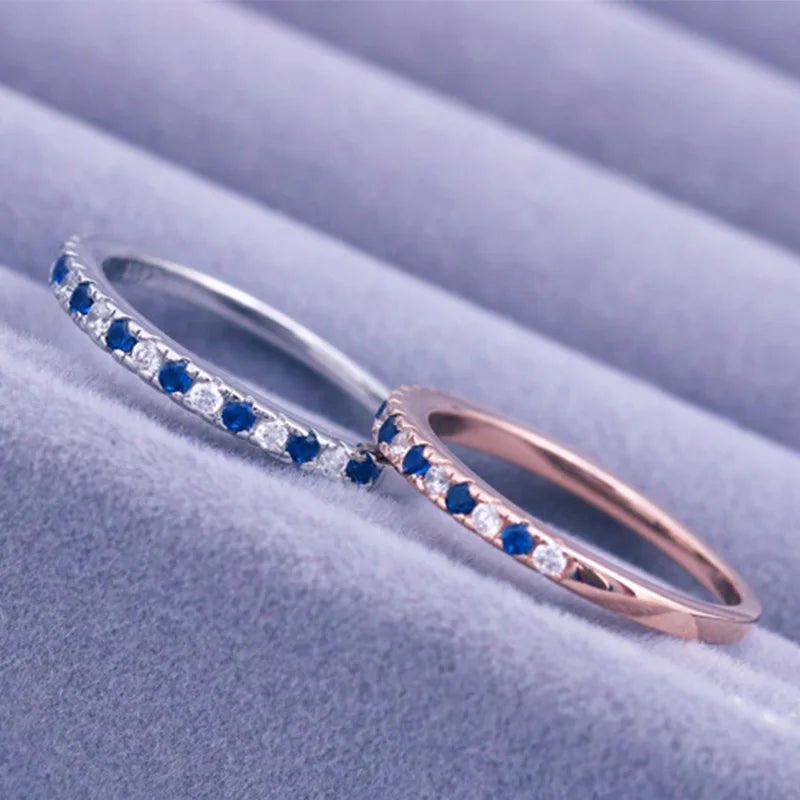 Sterling Silver Eternity Ring with Round Cut Sapphire Created CZ Diamond 1.00ct, for Women