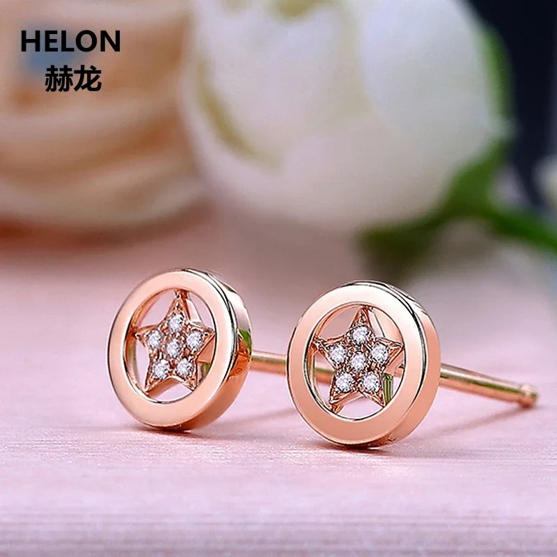 14k Rose Gold SI/H Natural Diamonds Stud Earrings.