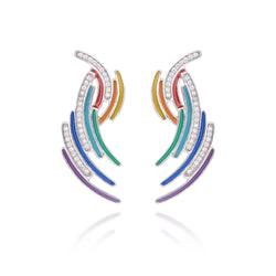 Sterling Silver Rainbow Shaped Earrings for Women