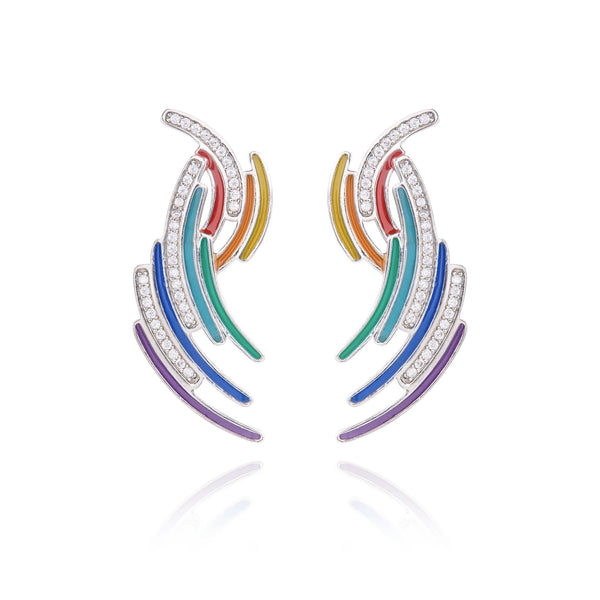 Sterling Silver Rainbow Shaped Earrings for Women