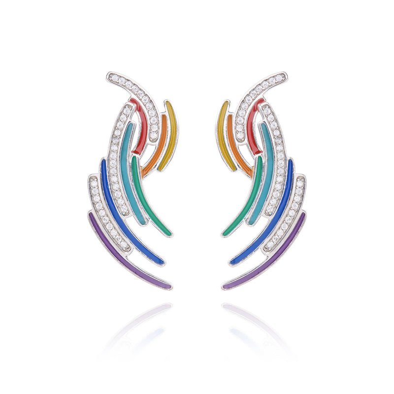 Sterling Silver Rainbow Shaped Earrings for Women