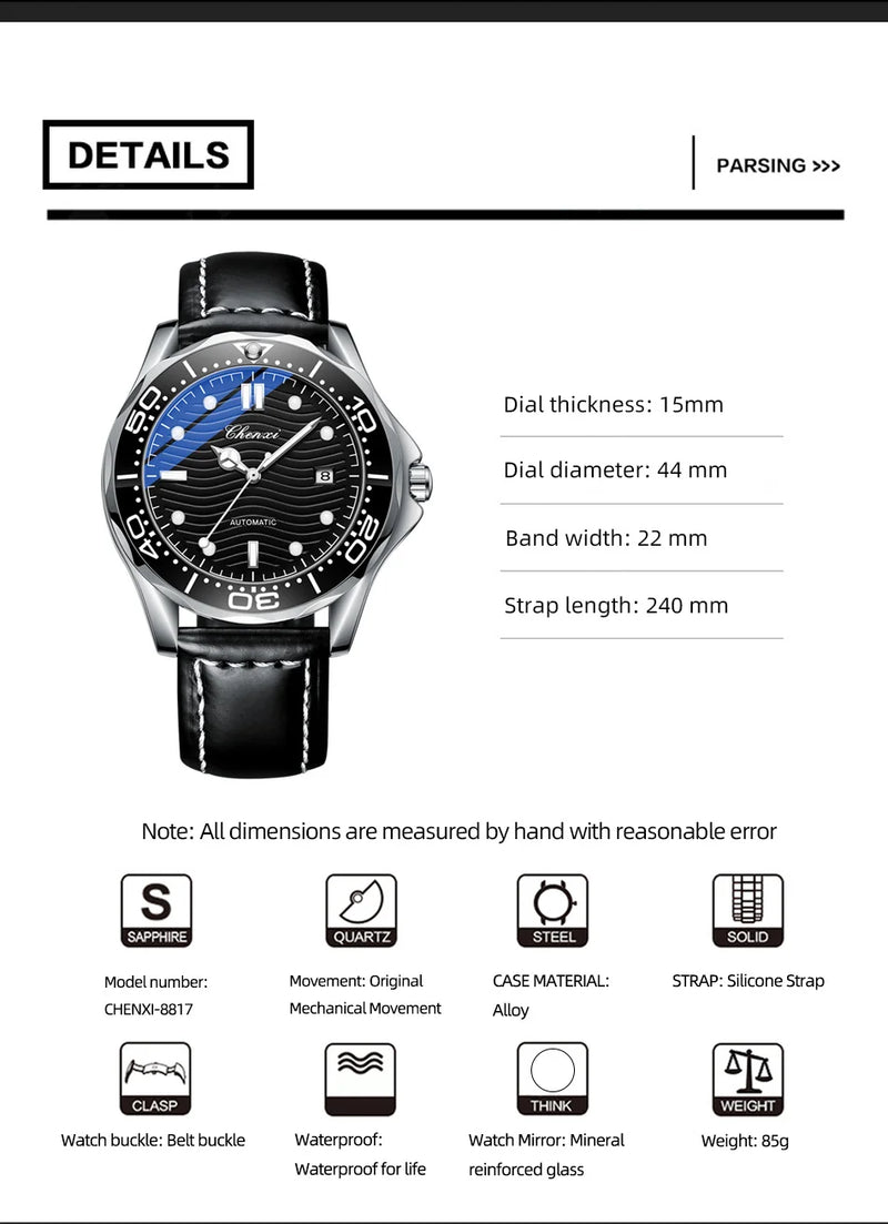 Stainless Steel Luminous Automatic Calendar Watch for Men