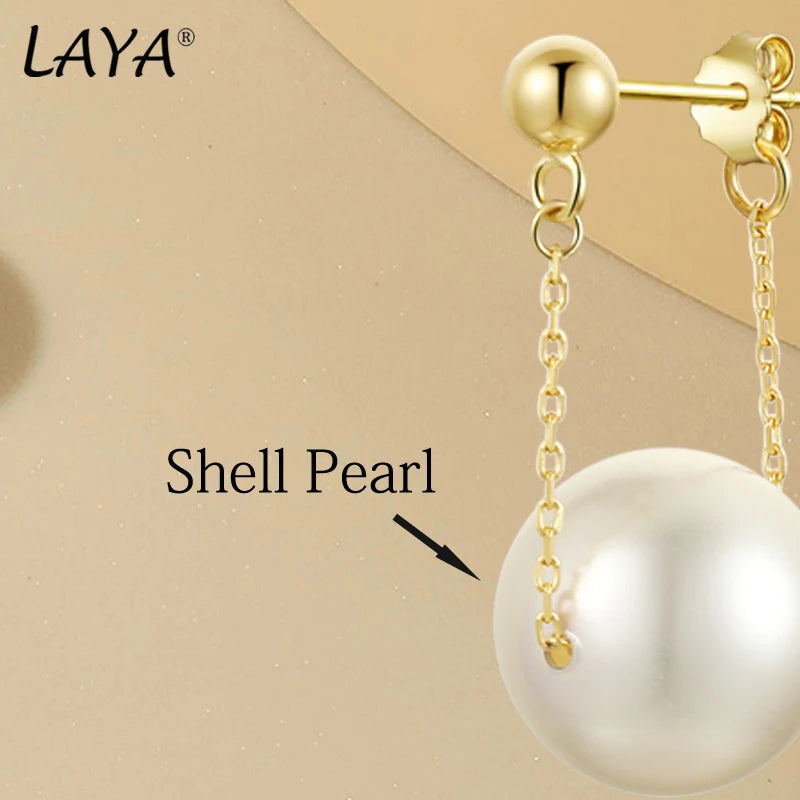 Sterling Silver Shell Pearl Drop Earrings for Women