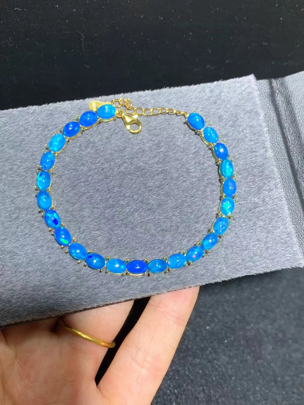 Sterling Silver Blue Opal Bracelet