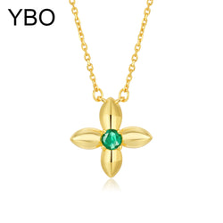 18K Gold Plated Sterling Silver Flower Pendant Necklace for Women