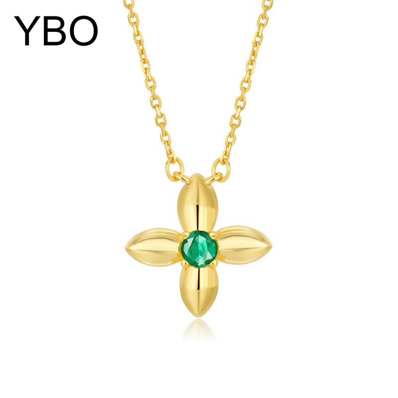 18K Gold Plated Sterling Silver Flower Pendant Necklace for Women