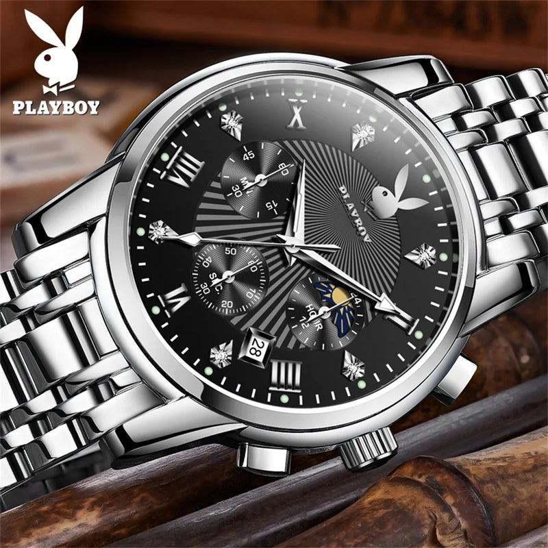 Stainless Steel Multifunction Watch for Men