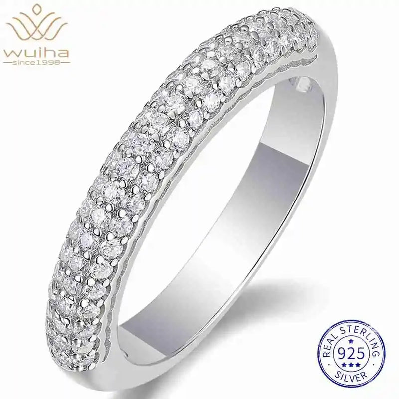 925 Sterling Silver VVS1 D Color Moissanite Diamonds Wedding Band