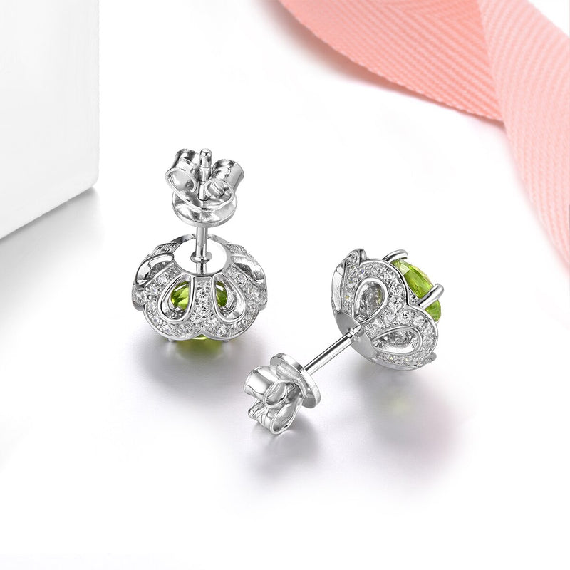 Sterling Silver 2.90 ctw Birthstone Stud Earrings for Women