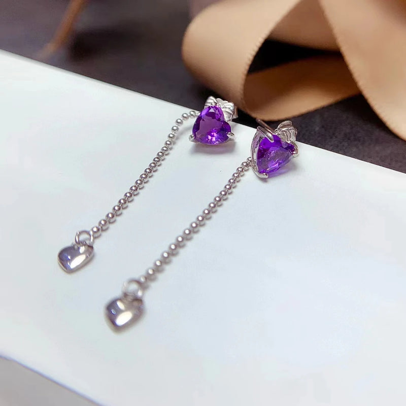 925 Sterling Silver Amethyst Stud Earrings for Women