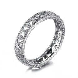 10K White Gold Natural Diamond Eternity Band Ring for Women