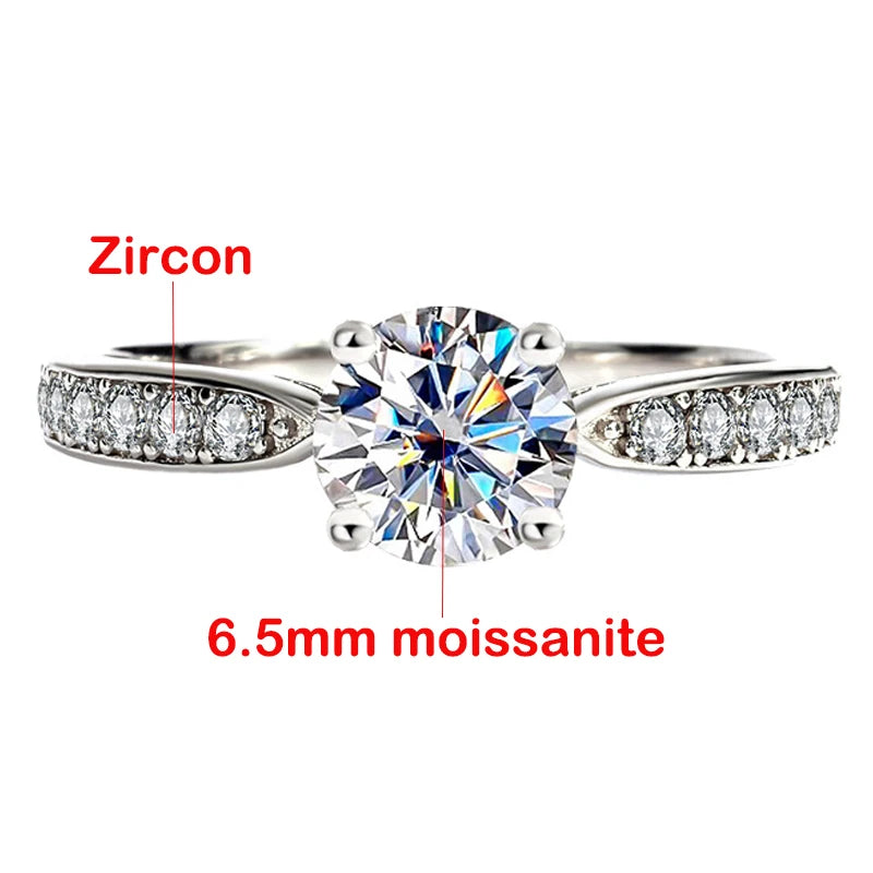 Sterling Silver 0.65ct Moissanite 4 Prong Ring for Women