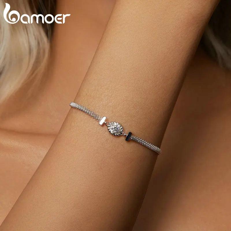 Sterling Silver 0.5ct Moissanite Weaved Bracelet for Women