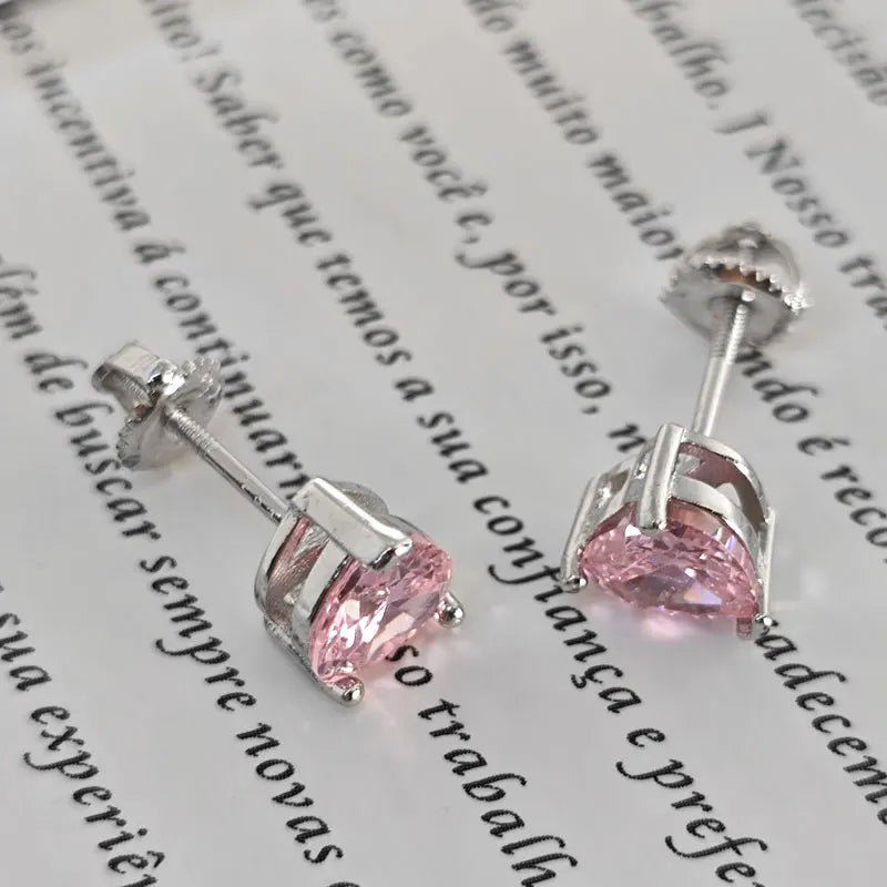 925 Sterling Silver Heart Stud Earrings for Women