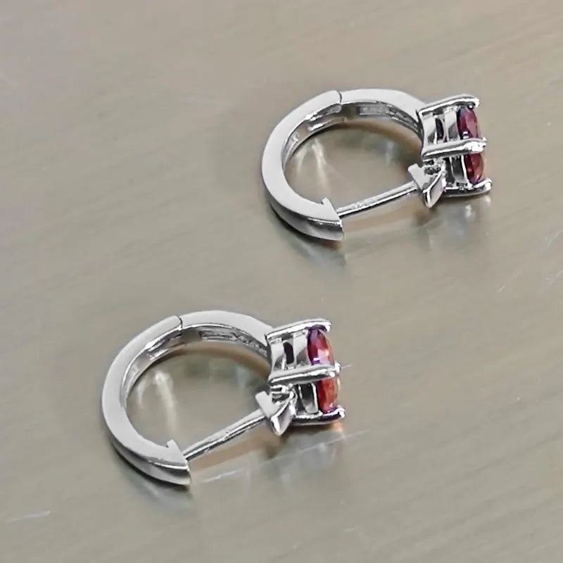 Sterling Silver Garnet Hoop Earrings for Women