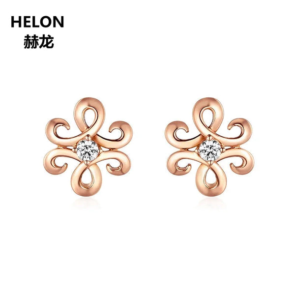 14k Rose Gold Natural Diamond Stud Earrings 0.07cttw Women's