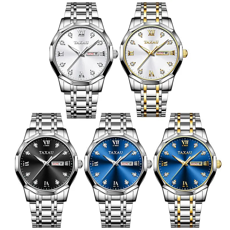 Stainless Steel Quartz Watch, Waterproof for Men