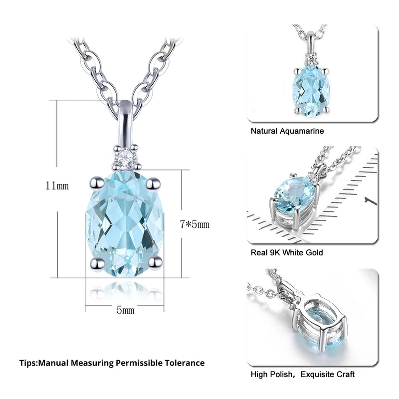 9K White Gold Aquamarine 0.70 Ctw Pendant for Women