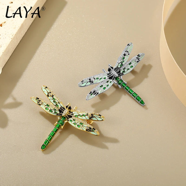 925 Sterling Silver Dragonfly Brooch with Colorful Enamel for Women