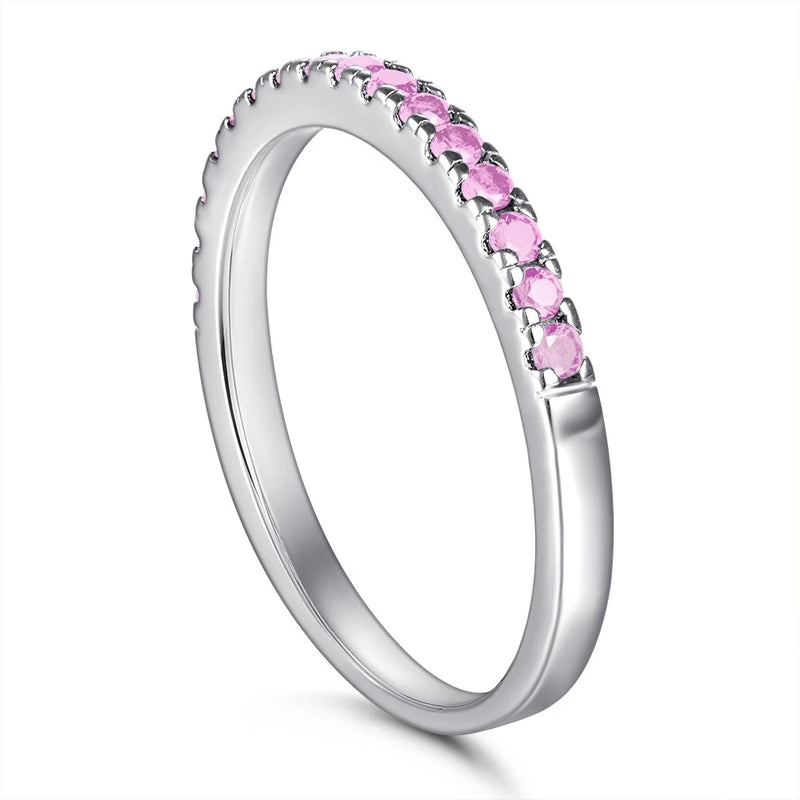 925 Sterling Silver Round Cut Sapphire/Ruby/Pink Moissanite Ring for Women