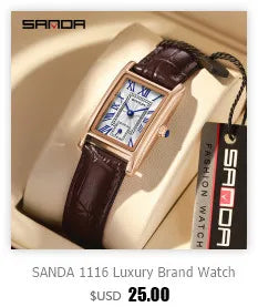 Stainless Steel Leather Mesh Quartz Watch for Women