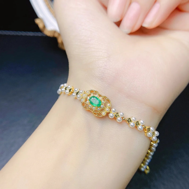 sterling silver emerald bracelet for women