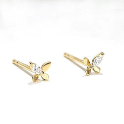 18k Yellow Gold Moissanite Butterfly Earrings for Women