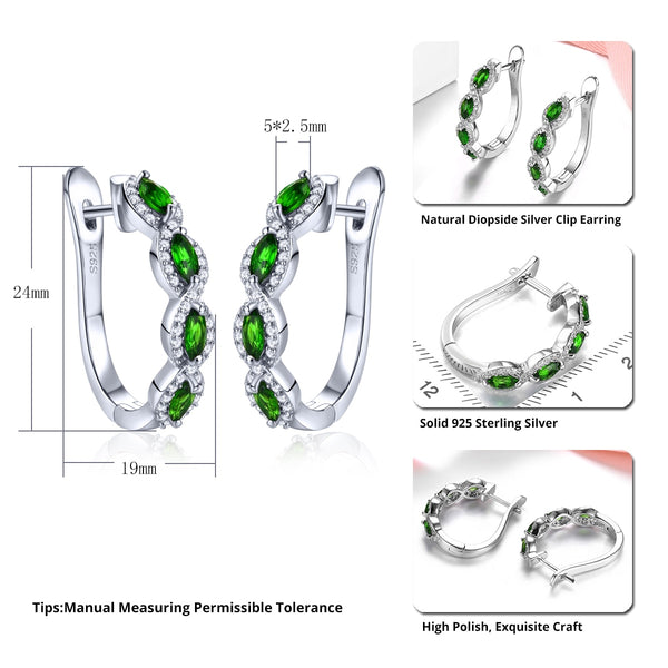 Sterling Silver Chrome Diopside 1.80ct Hoop Earrings for Women