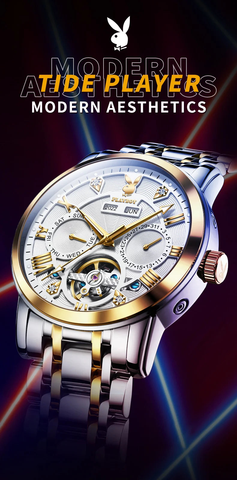 Stainless Steel Automatic Mechanical Watch for Men