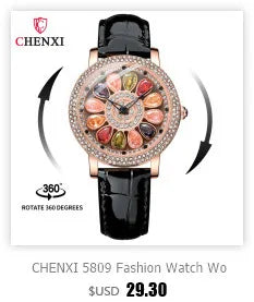 Stainless Steel Leather Luxury Quartz Watch for Women.