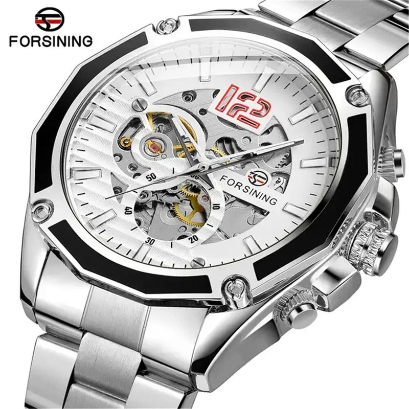 Stainless Steel Skeleton Mechanical Automatic Watch for Men