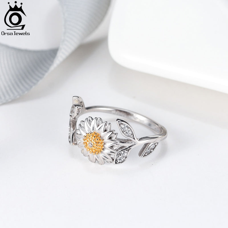 Sterling Silver Sunflower Ring for Women