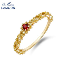 S925 Silver Gold Plated Lab Created Ruby Hollow Out Thin Engagement Ring for Women