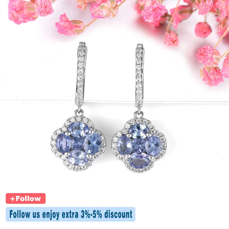 Sterling Silver Tanzanite Drop Earrings 1.5 ctw for Women