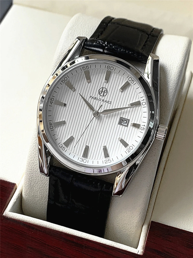 Luxury Men's Quartz Watch with Waterproof Date Feature & Stainless Steel Strap