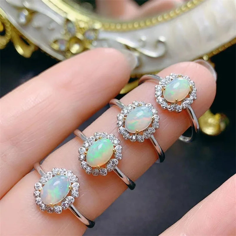 Sterling Silver Opal Wedding Ring for Women