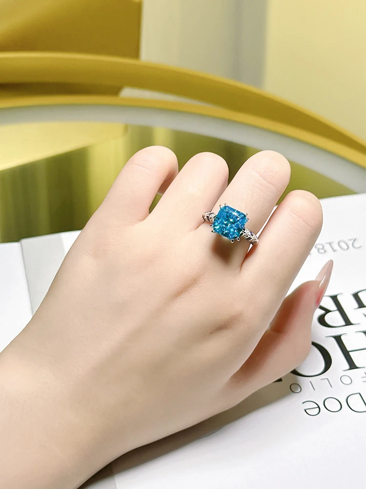 925 Sterling Silver Sea Blue Treasure Ring with Niche for Women