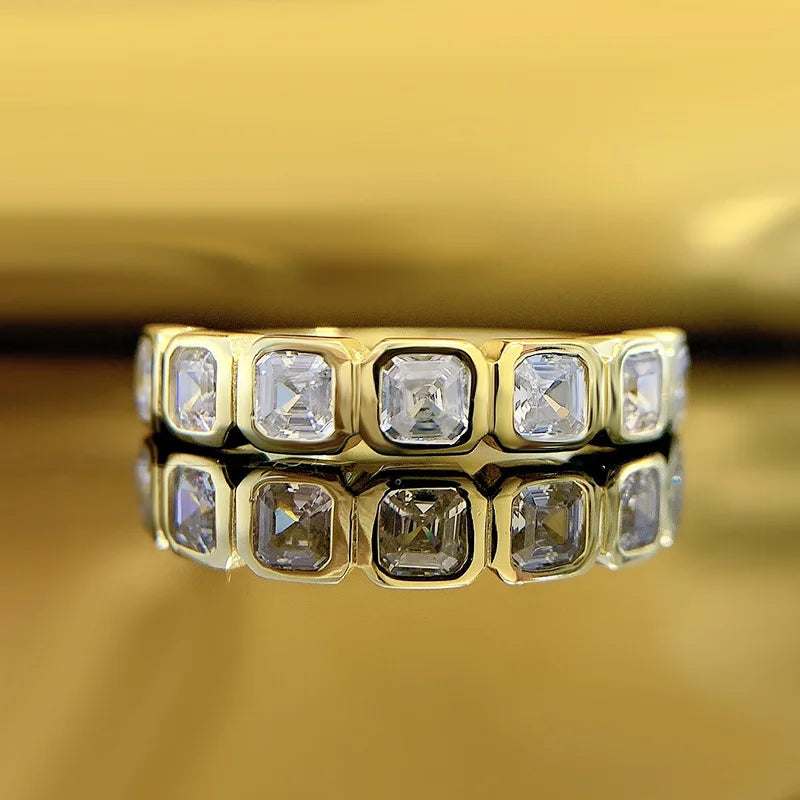 18K Yellow Gold Eternity Ring with Cubic Zirconia for Women