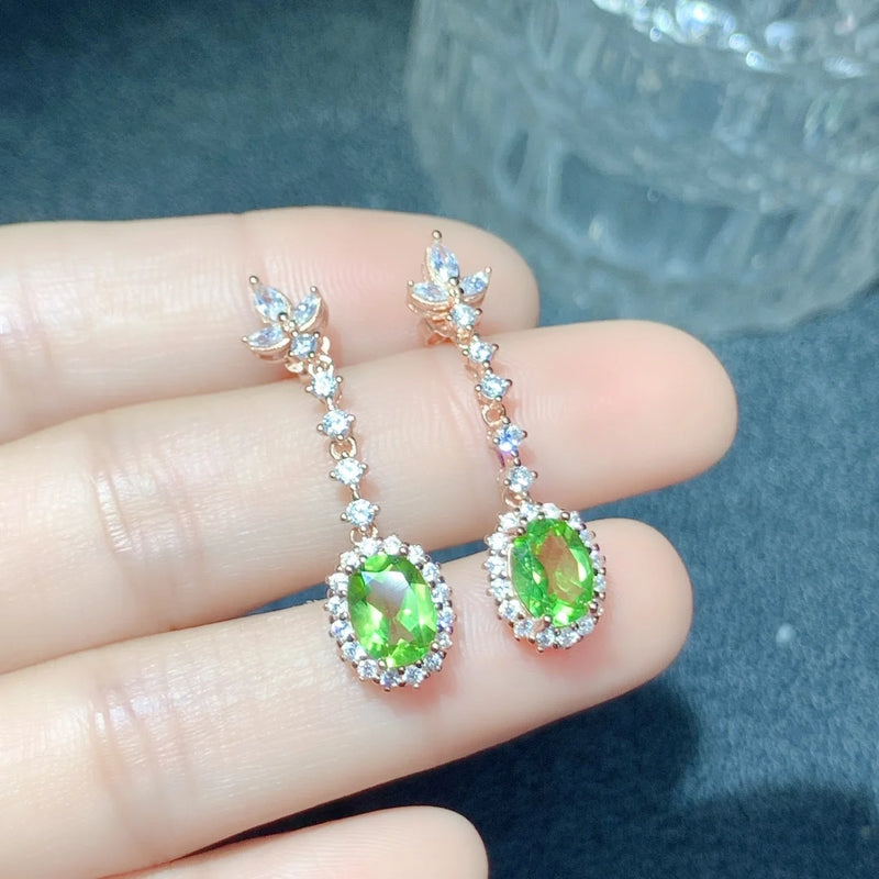 925 Sterling Silver Diopside Earrings for Her