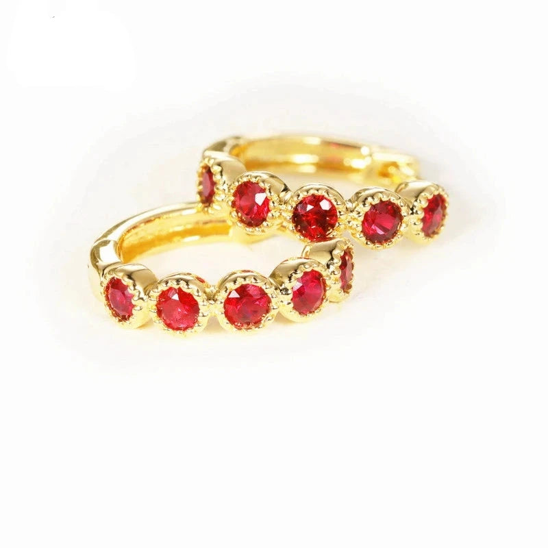 18k Yellow Gold Ruby Earrings for Women