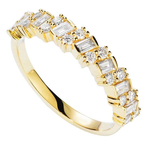 Solid 18K, 14K, or 10K Yellow Gold Moissanite Ring for Women