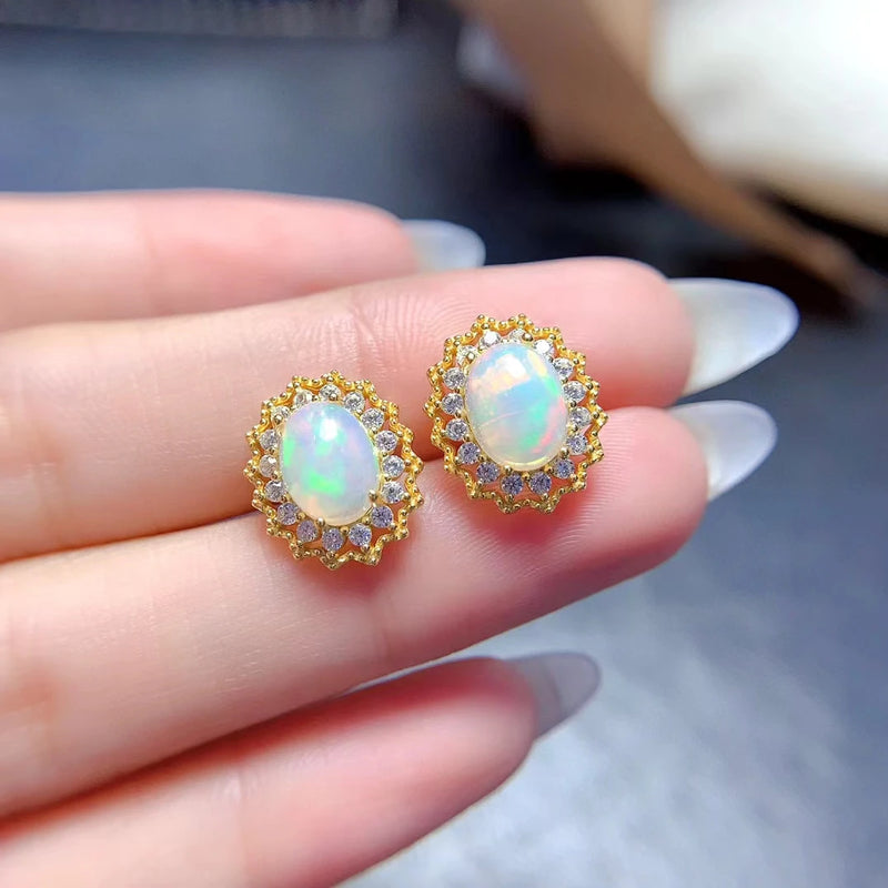 925 Silver Natural Opal Jewelry Set 6mm*8mm Opal for Women