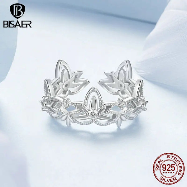 Sterling Silver Lotus Open Ring for Women