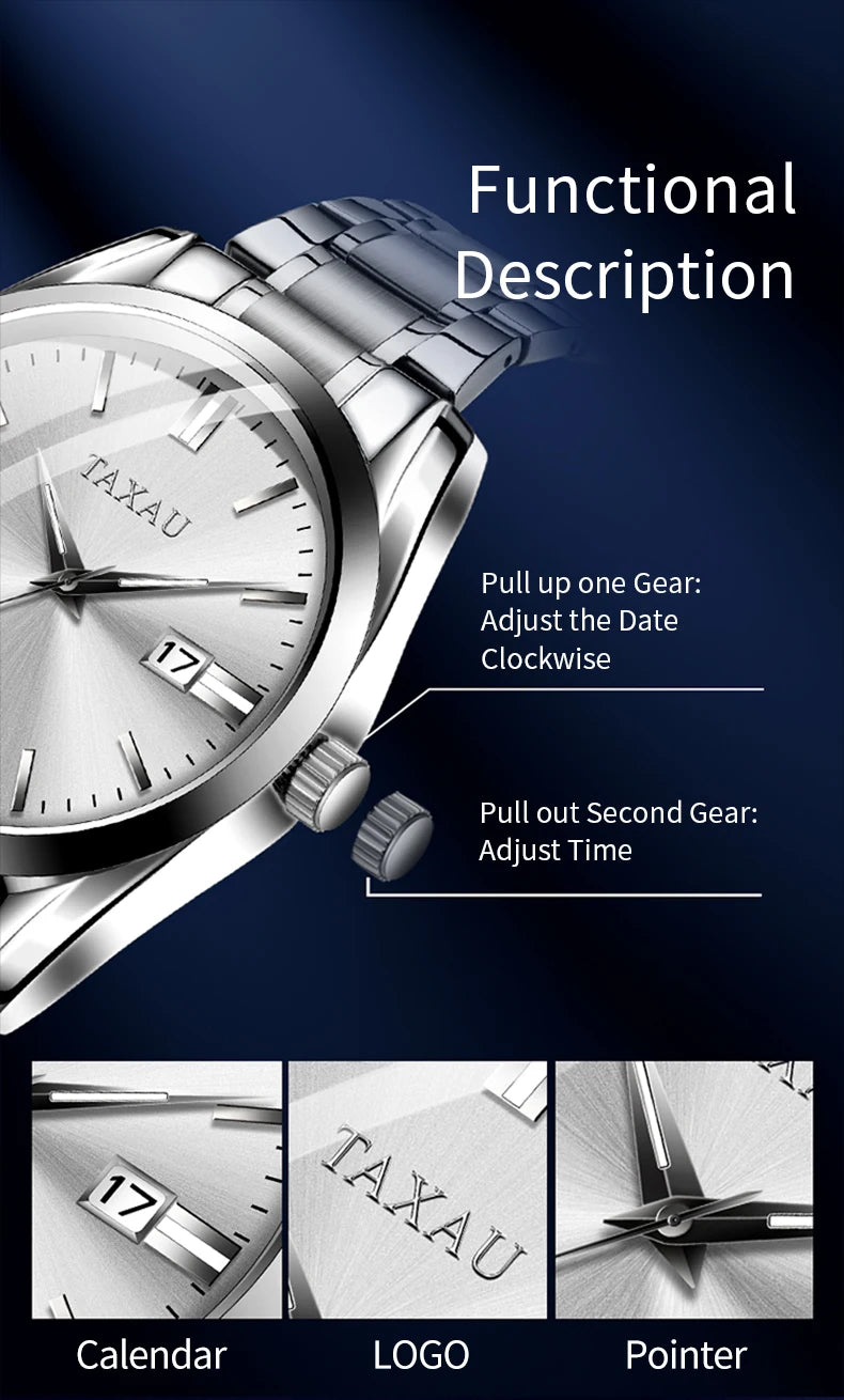 Stainless Steel Casual Quartz Watch for Men