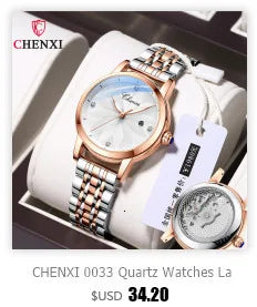 Stainless Steel Leather Luxury Quartz Watch for Women.